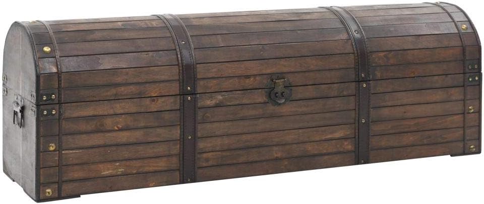 yorten Holz Aufbewahrungstruhe aus Massivholz Truhen, Aufbewahrungskiste Holztruhe Vintage-Stil 120 × 30 × 40 cm (B x T x H) Braun