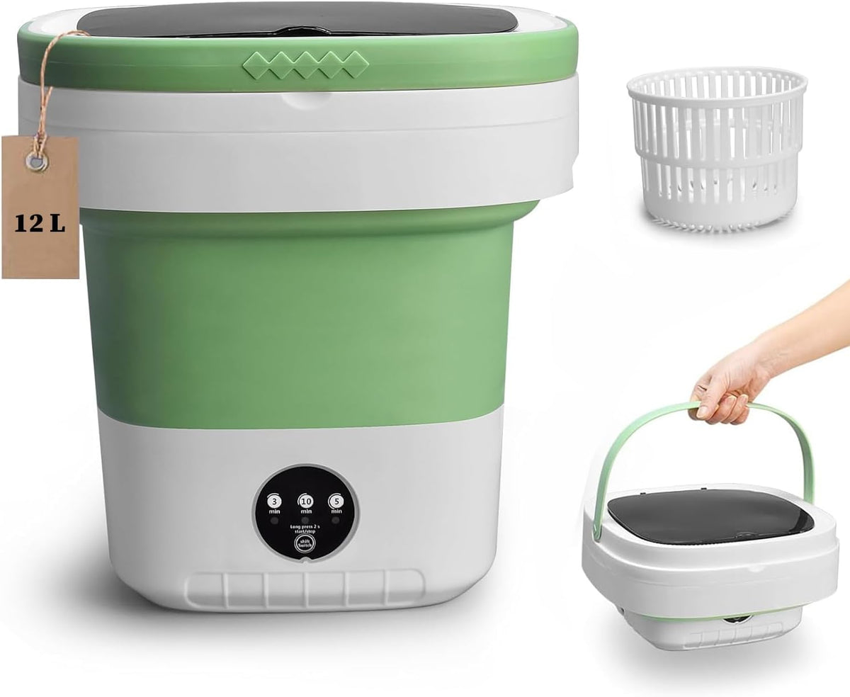 QIIODATD Tragbare Waschmaschine, 12 l, Reinigung von Unterwäsche, Babykleidung, kleinen Kleidung, Socken und Haustierkleidung, faltbare kleine