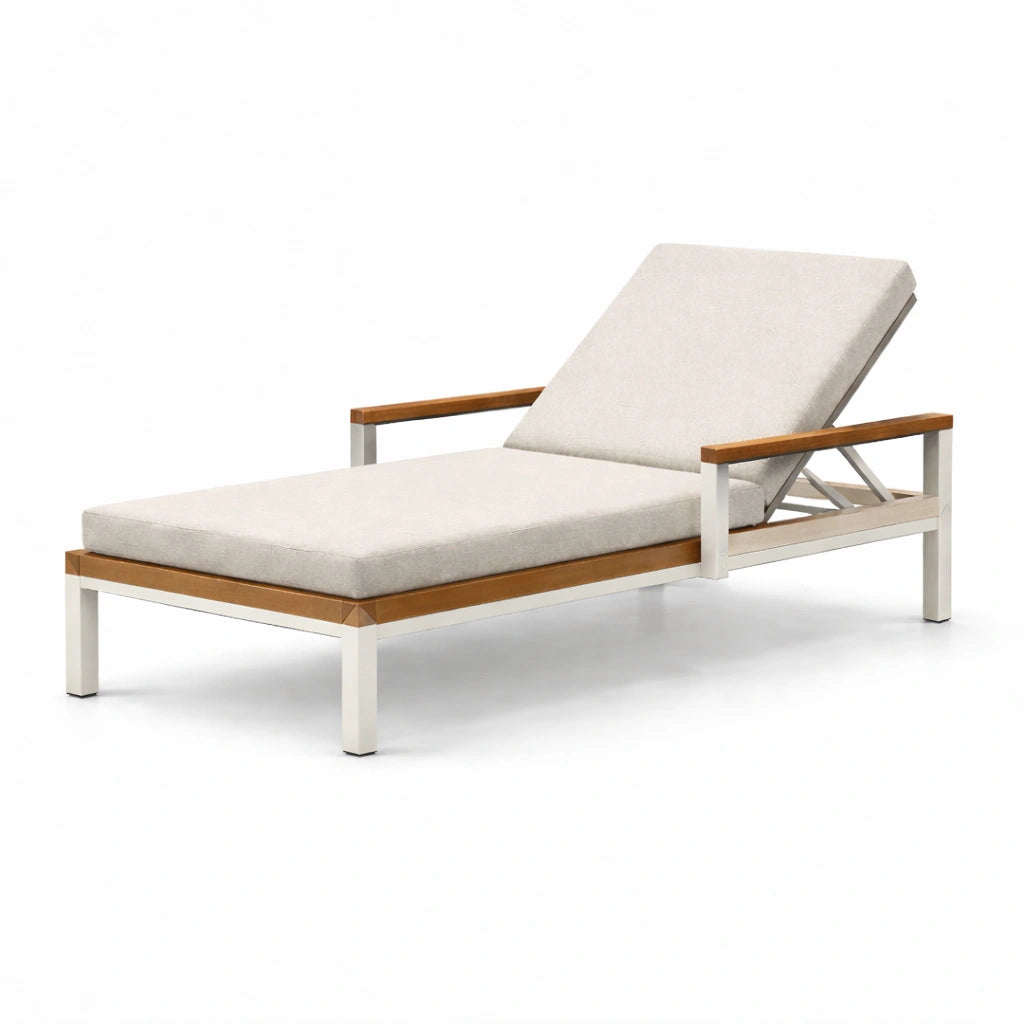 Gartenliege Aluminium Akazienholz Beige 200x70x40cm