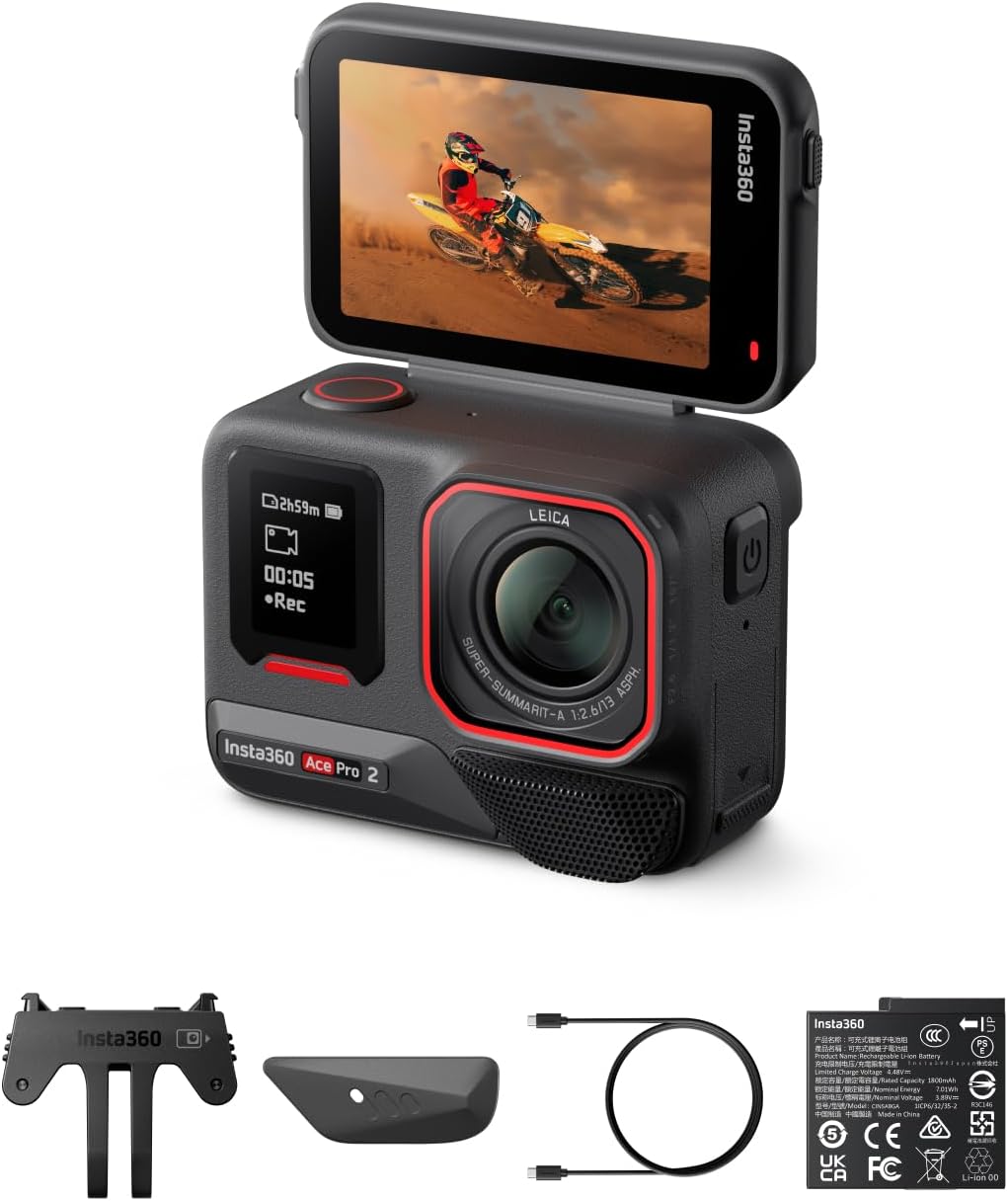 Insta360 Actionkameras, Ace Pro 2 Nachtschwarz - 8K Action-Cam mit Leica Objektiv