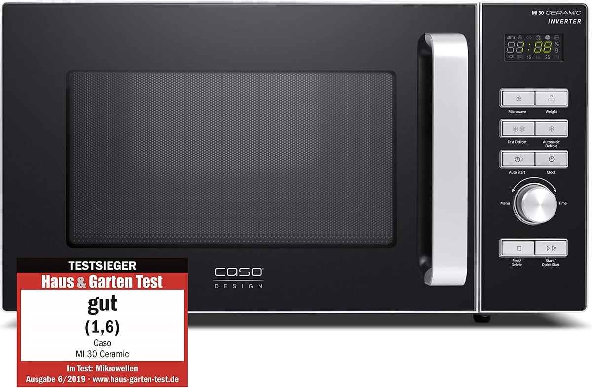 Caso MI 30 Ceramic Mikrowelle, Testsieger Haus & Garten TestInverter-Technologie, CASOTEK Boden, 1000 Watt, 30 L Garraum, 8 Koch-Programme