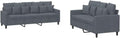 Sofa, garnitur 2-TLG., Sessel Couch mit Kissen, Sofa Wohnzimmersofa mit Armlehnen, Couchgarnitur Designsofa Sitzmöbel Polstermöbel, Dunkelgrau Samt