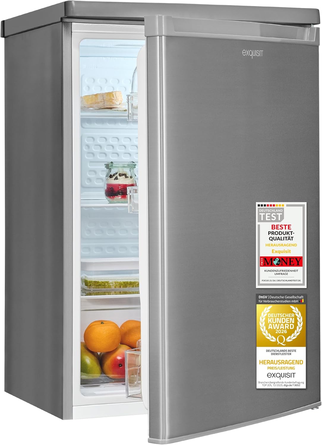 Kühlschrank Vollraum, KS516-V-040C, Inoxlook, 126 l, Exquisit