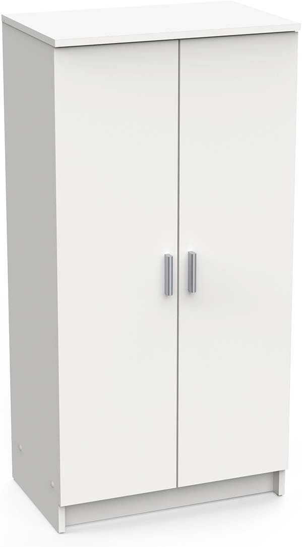 Kleiderschrank Multifunktions-, mit zwei Türen mit sechs Einlegeböden, Farbe Weiß, Maße 55 × 108 × 36 cm, Demeyere