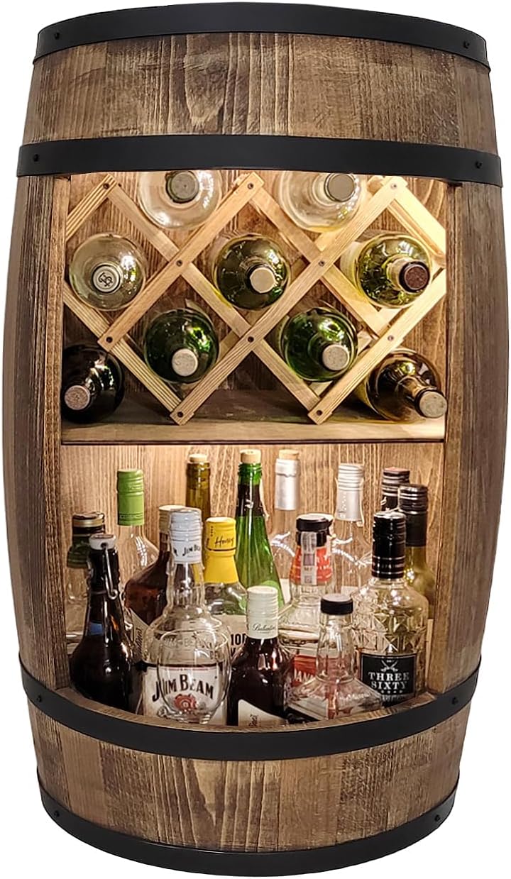 Weinregale, Fass. Fassbier, Wein Flaschenständer - Bar Whisky Geschenk (Dunkelbraun), weeco