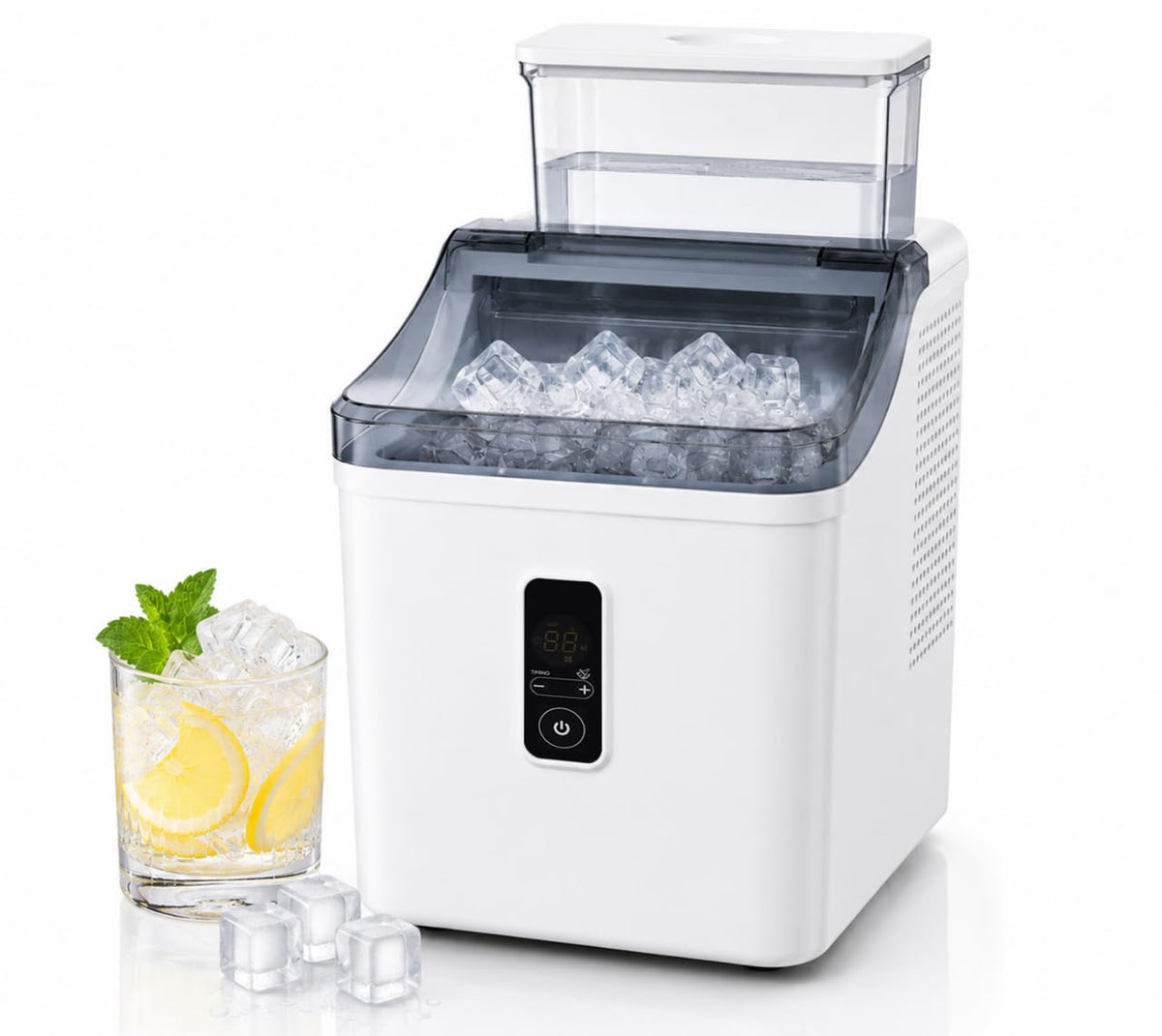 iTOMA Eismaschine, Tisch-Eiswürfelmaschine mit zwei Wasserbefüllmöglichkeiten, tragbarer selbstreinigender Eisbereiter für Zuhause