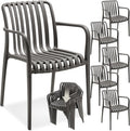 Sessel ® Gartenstühle stapelbar Gartenmöbel Set Balkon Möbel Bistro Set, Outdoor Möbel, Balkonmöbel, Terrassenmöbel - anthrazit, 6er Set, tectake