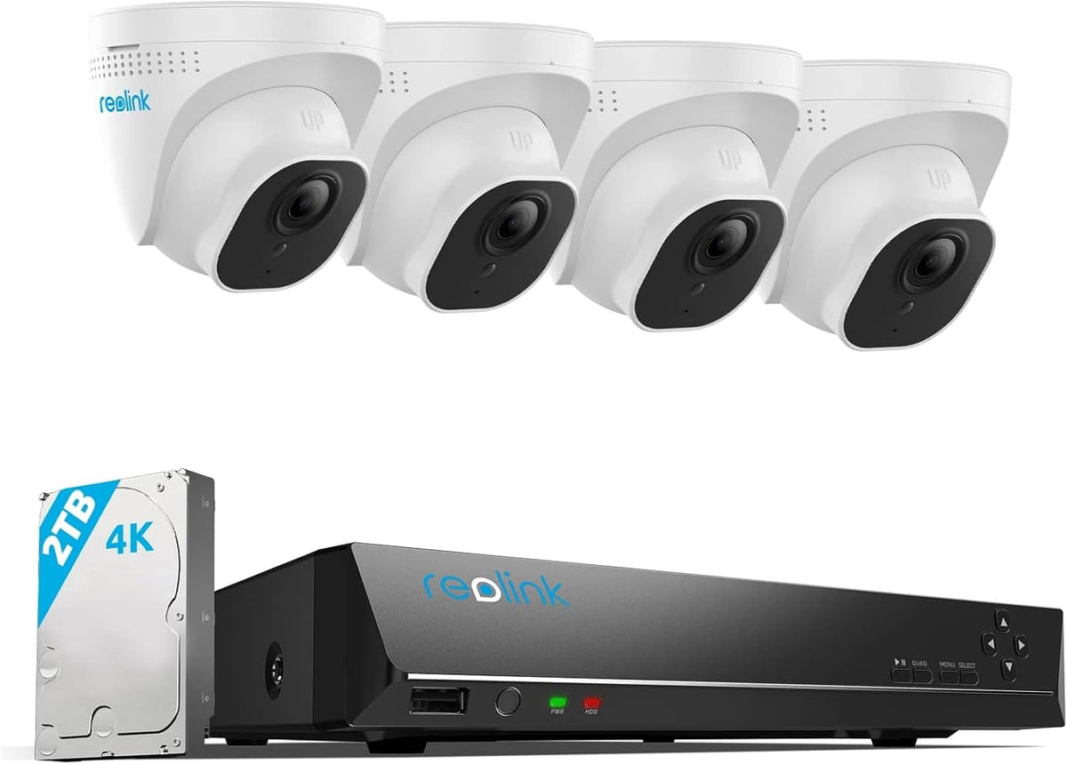 Reolink Überwachungs-NVR-Sets, 4K PoE Überwachungskamera Aussen Set, 24/7 Aufnahme, 8CH 2TB NVR