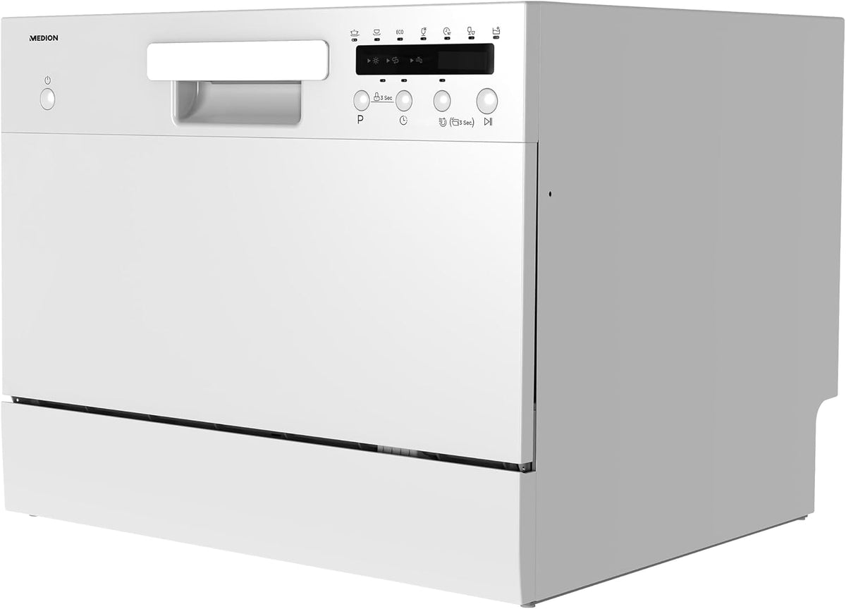 Tischgeschirrspüler, DWT 60 (6 Gedecke Fassungsvermögen, 7 Reinigungsprogramme, LED Anzeige, 47 dB, MD37496) weiß, MEDION
