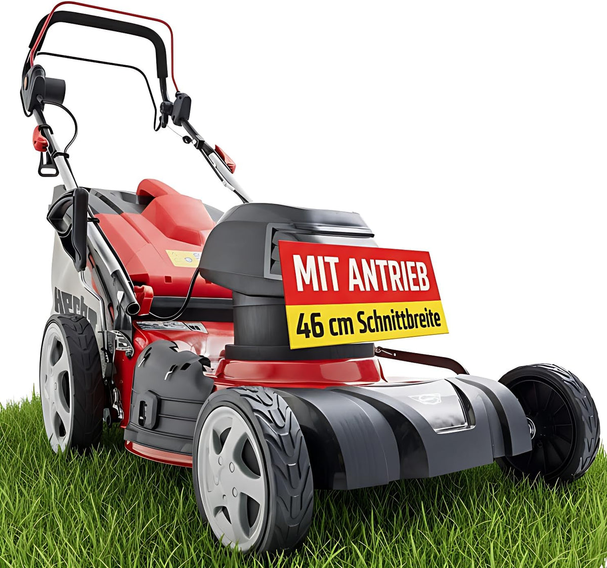 Hecht 5-IN-1 Elektro Rasenmäher, mit 1.800 Watt Motor, 46 cm Schnittbreite, Radantrieb, Mulchfunktion