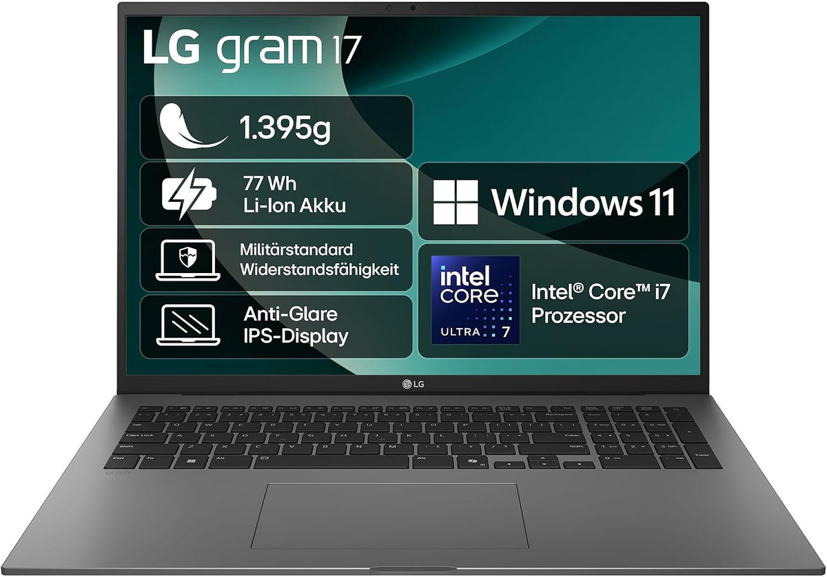 LG Normale Laptops, gram 17 17Z90TL-G.AU79G (17 Zoll) IPS Notebook, Intel Core Ultra 7 256V, 16GB RAM, 1TB SSD, Intel Arc 140V, federleicht (1