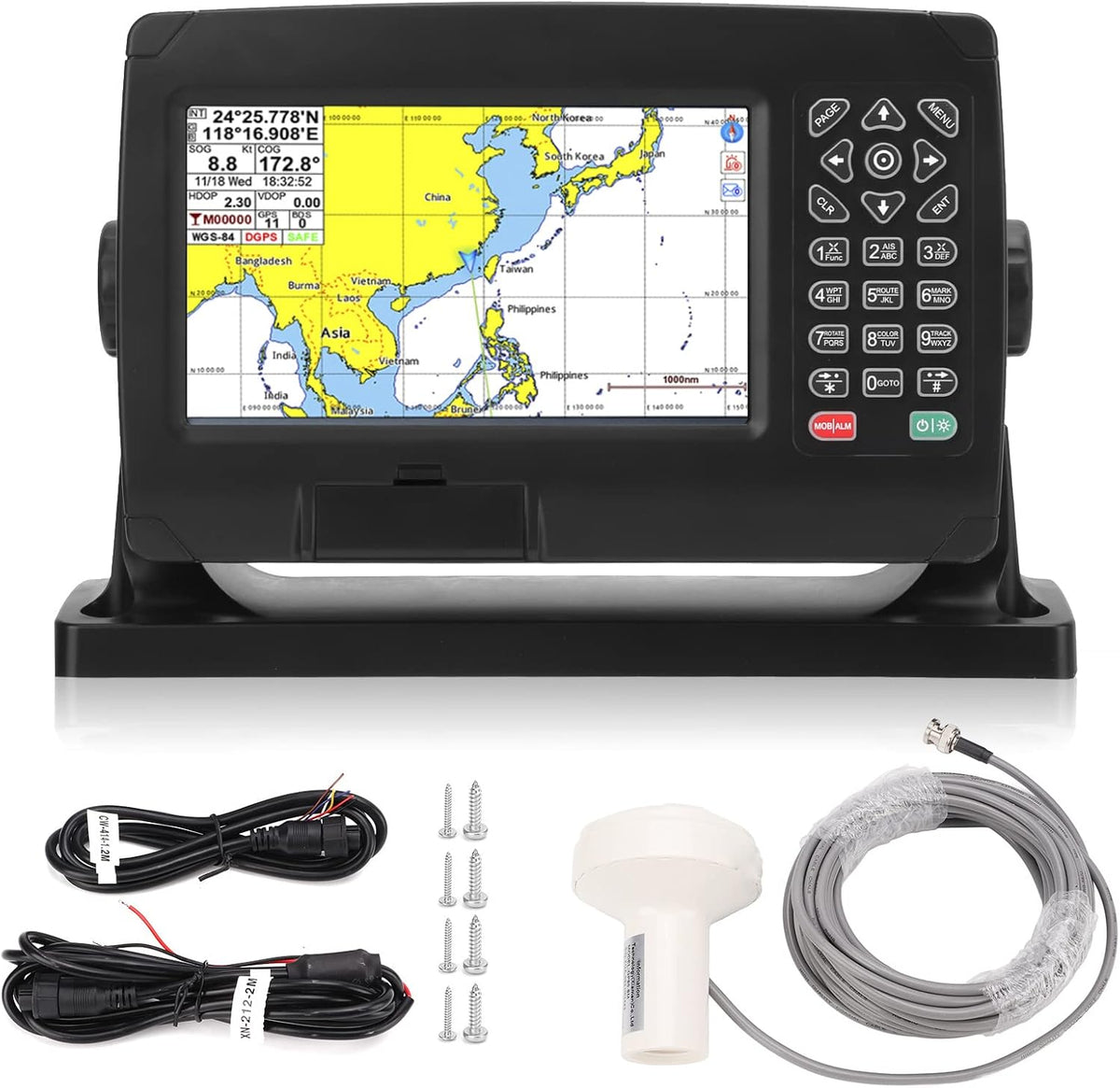 Aramox Seenavigation, GPS-Kartenplotter, Satellitennavigator, AIS-Transponder, 7-Zoll-Schiffsterminal mit Automatischer Identifizierung