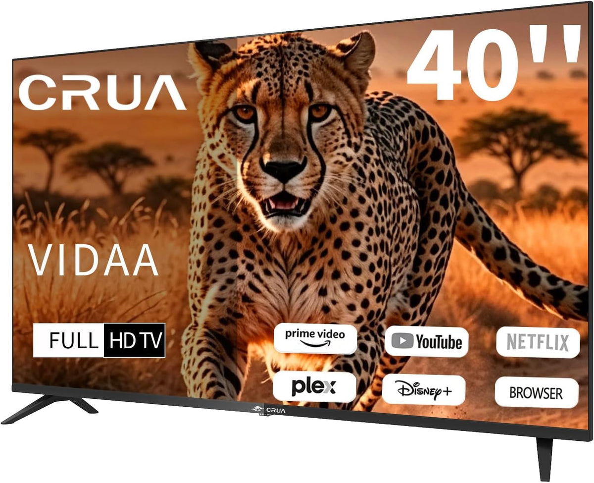 CRUA Fernseher, VIDAA Smart TV, 101(40 Inch) TV, 1920x1080P Full HD TV, Black Energy Class E