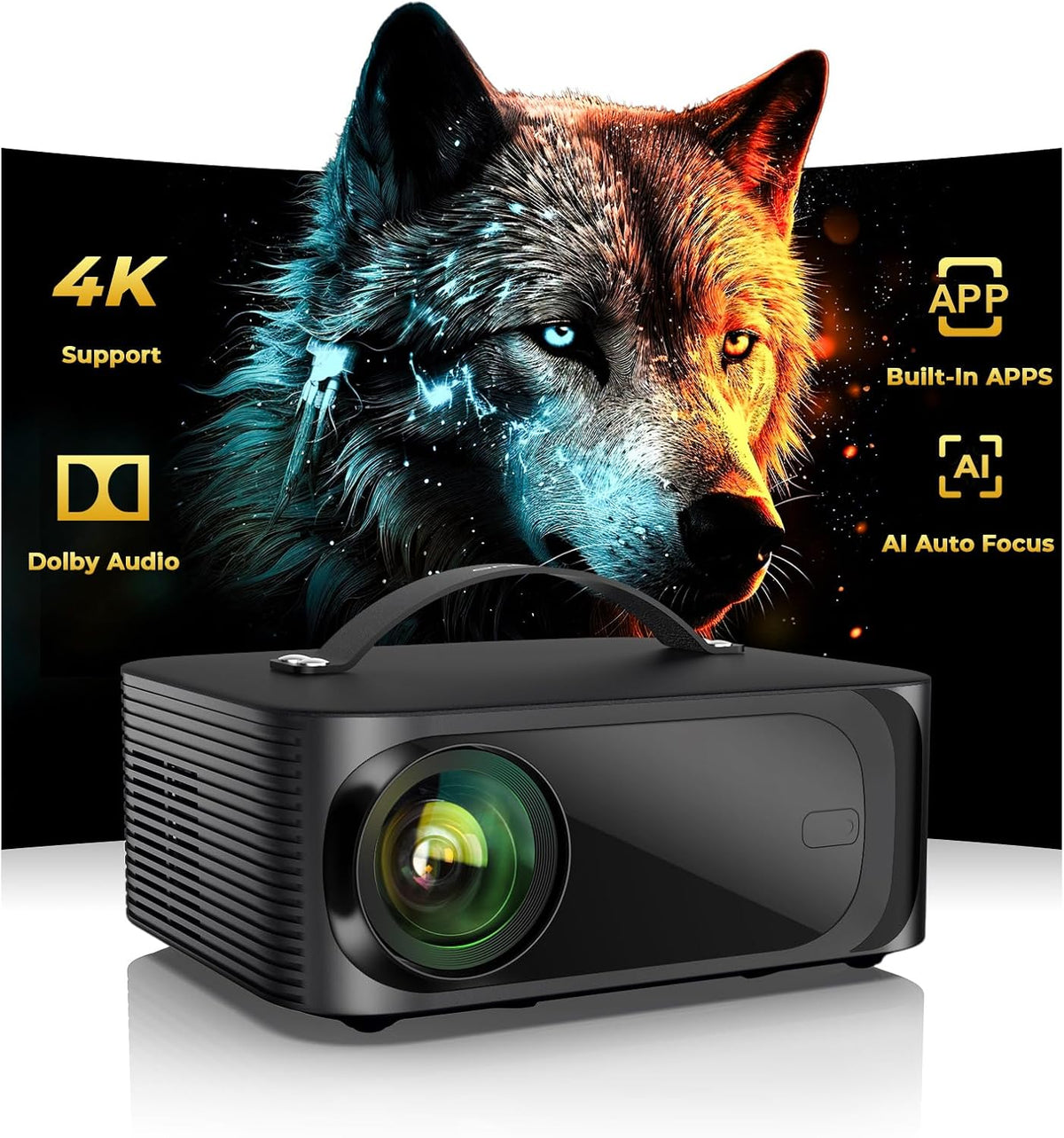 ONOAYO Beamer,   Beamer-4K Movin 2.0 1500 ANSI HDR10 Kompatibel mit Netflix