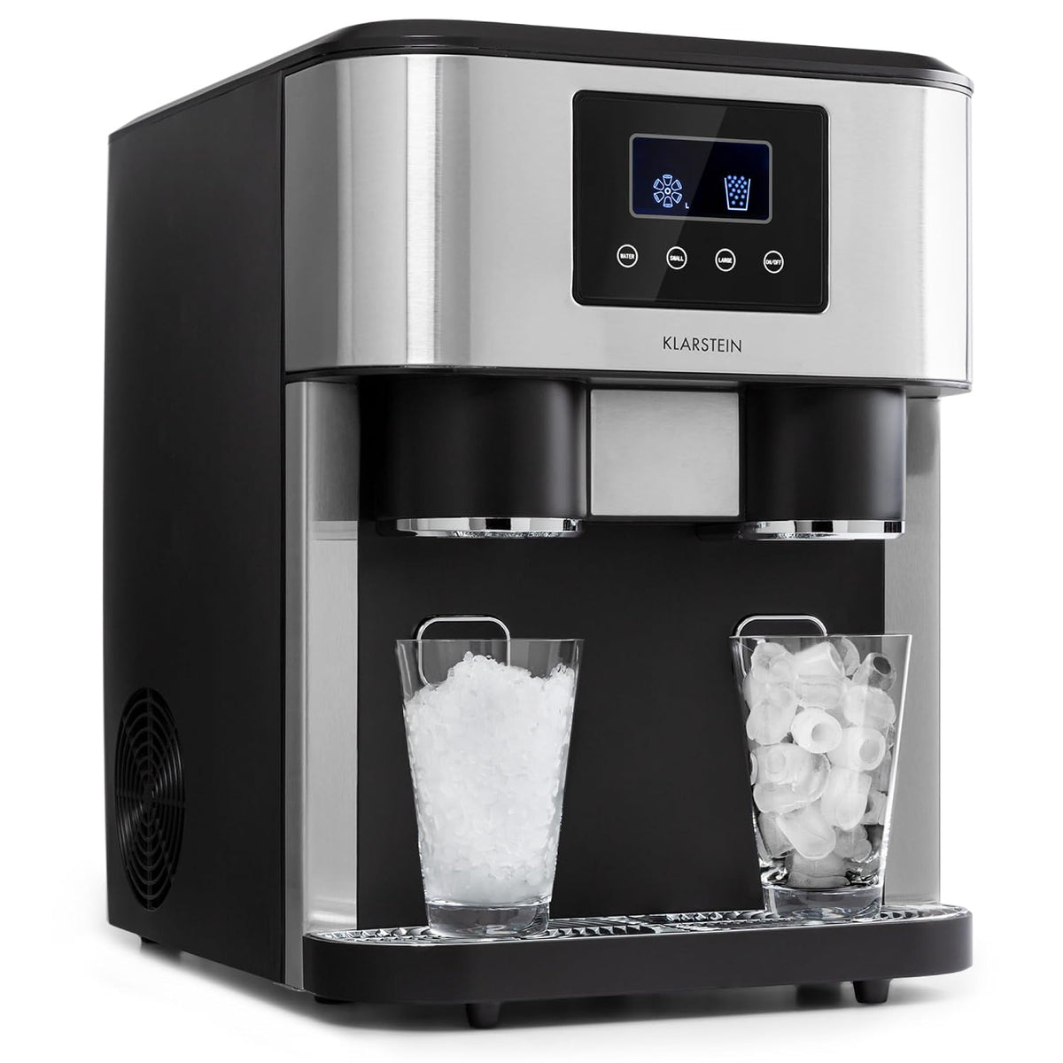 Klarstein Eiswürfelmaschine, Klein, 8L Eiswürfelbereiter, Schnelle Leichte Reinigung, Eiswürfelbereiter für 15kg/24h