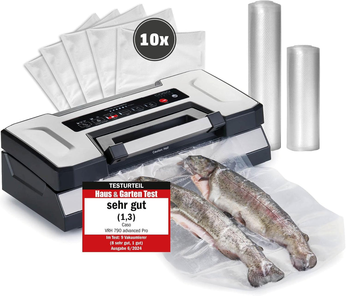 Caso Folienschweißgeräte, VRH 790 advanced Pro, Profi‑Vakuumierer, 200 Nonstop‑Vorgänge, CASOTEK Liquid‑Funktion, doppelte Schweißnaht