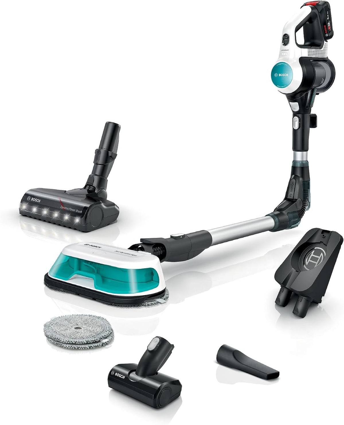Bosch Akku- Staubsauger, Unlimited 7 ProHygienic Aqua BKS71HYG4, kabellos, 2in1 Saugen & Wischen, Knickrohr, HEPA-Filtersystem, 10 J. Motorgarantie
