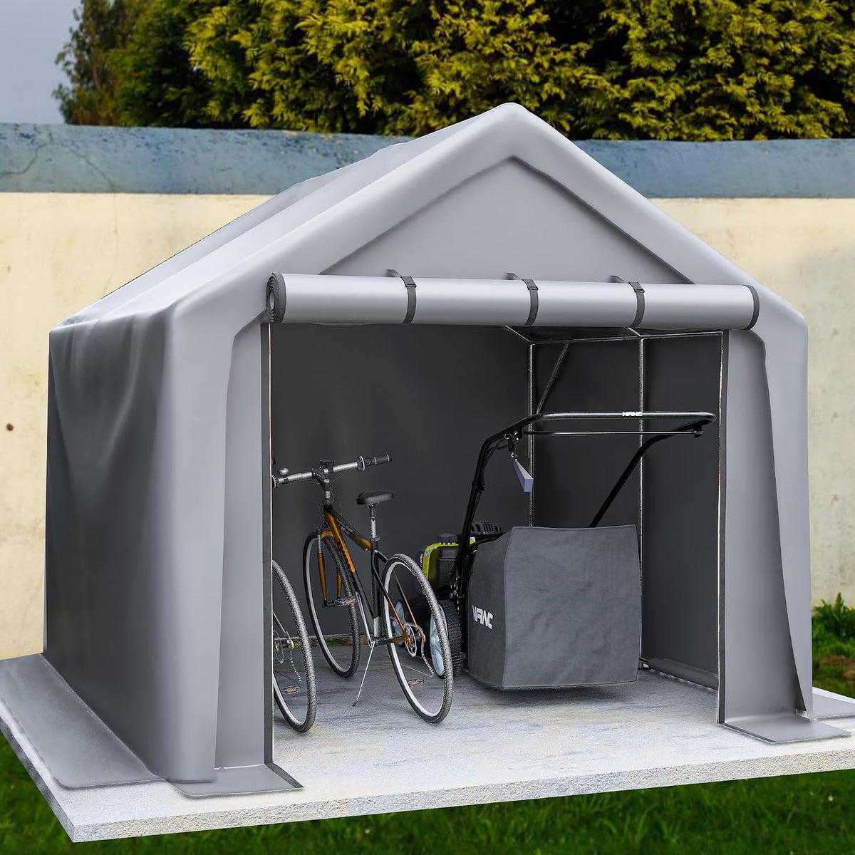 feynoss Abdeckungen, Fahrradgarage Geräteschuppen 244x241x217cm, winterfestes wasserdichtes Lagerzelt & Garagenzelt für Fahrräder