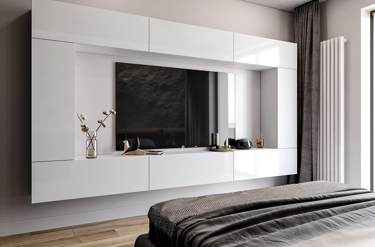 Schrank 8 Premium Wohnwand Wohnzimmer Set Teile - Wohnzimmer, BROMARKT