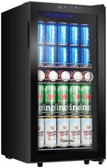 Getränkekühlschrank, Bierkühlschrank mit Touch-Bedienfeld, 3-18°C Kühlzone, Flaschenkühlschrank 86 Liter, Blaue LED-Innenbeleuchtung, 41 dB, KRC-86GE