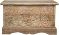 Oriental Galerie Truhen, Indische Holztruhe Wäschetruhe Rustikale Truhe Kiste Box Holz Indien Massiv Antik-Optik Braun Natur 80cm