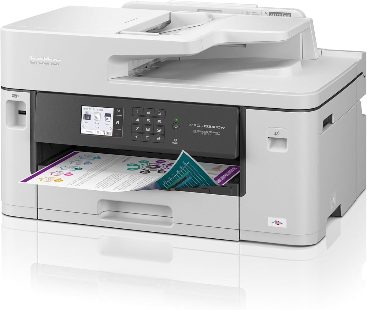 Brother MFC-J5340DW 4-in-1 Farb Tintenstrahl, Multifunktionsgerät (250 Blatt Papierkassette, Drucker, Scanner, Kopierer, Fax), Weiß, Mittel