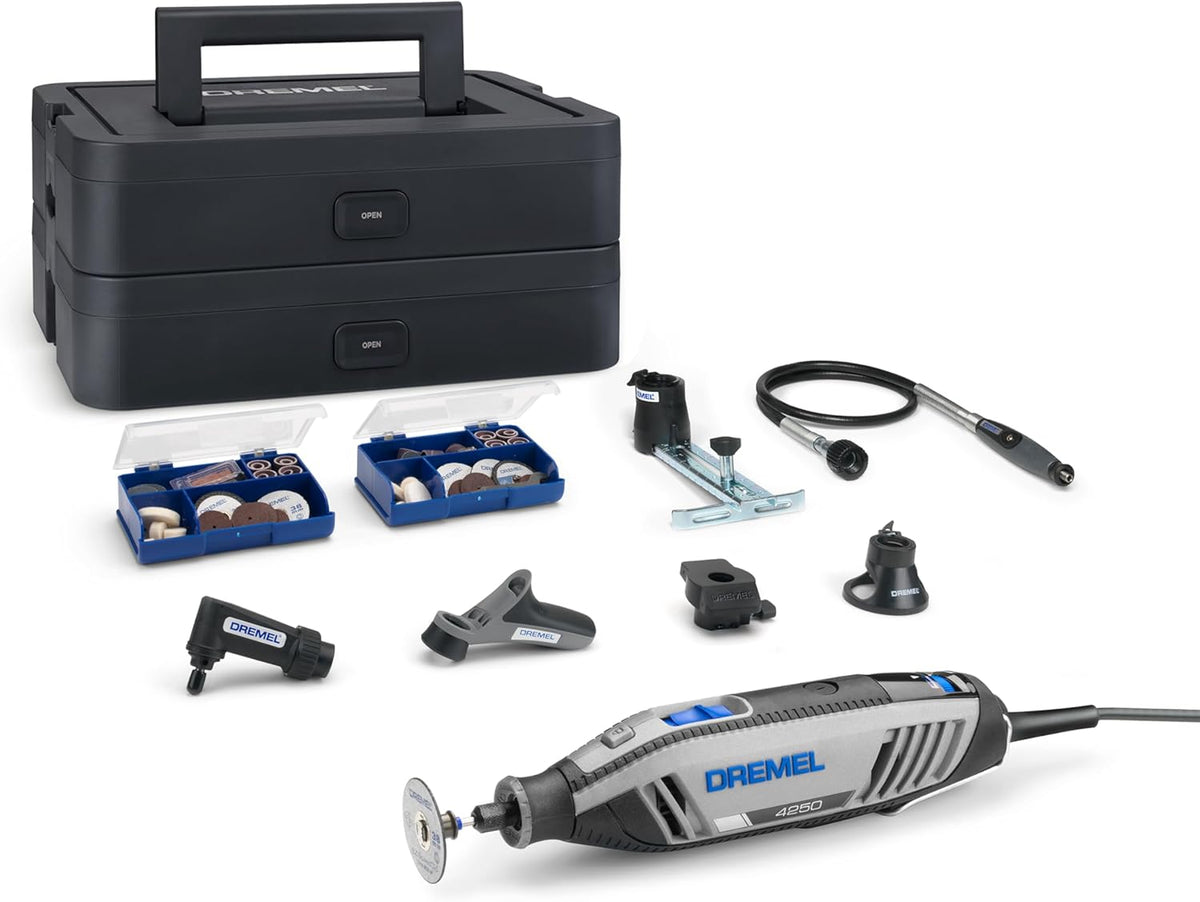 DREMEL Benzin-Multitool, 4250 Multitool 175W, variable Drehzahl 5.000-35.000 U-min, Multitool-Kit mit 6 Aufsätzen, 1 BOX
