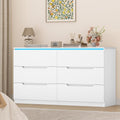 Kommode, mit LED-Beleuchtung, 6 Schubladen, 40 × 140 × 80 cm, Weiß, Hzuaneri