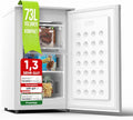 Gefrierschrank, Klein (73L) 4-Sterne-Gefrierfach -18°C ger. Energiever. Mini Freezer mit 3 Fächer, stufenlos reg. Temp., kleine Tiefkühltruhe