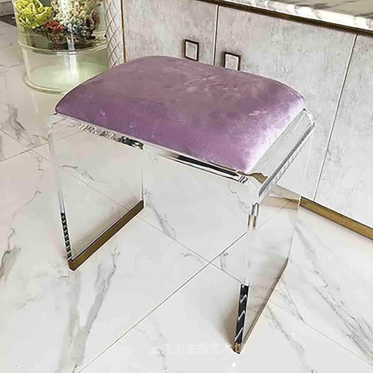 Beistelltisch Acryl Hocker mit gepolstertem Sitz quadratischer, für Nachttisch, Schminktisch oder Tritthocker, modern und vielseitig einsetzbar