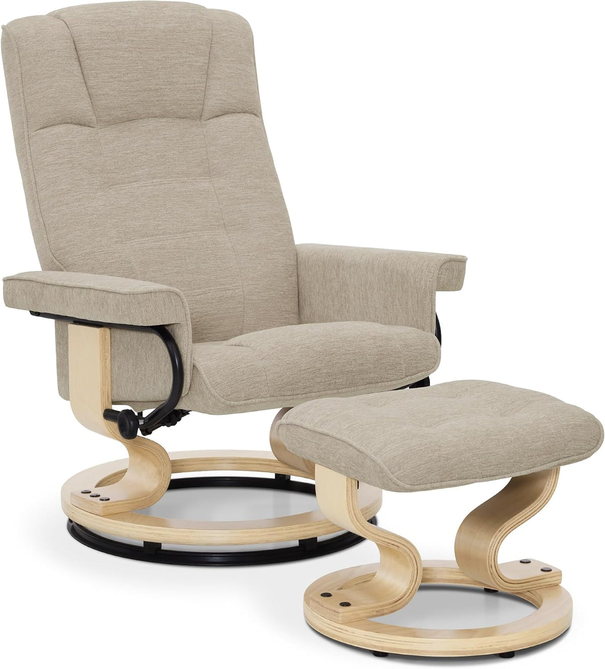 Relaxsessel, mit Hocker, 360° drehbarer Fernsehsessel mit Liegefunktion, bis 120 Kg belastbarer TV-Sessel, moderner Ruhesessel für Wohnzimmer