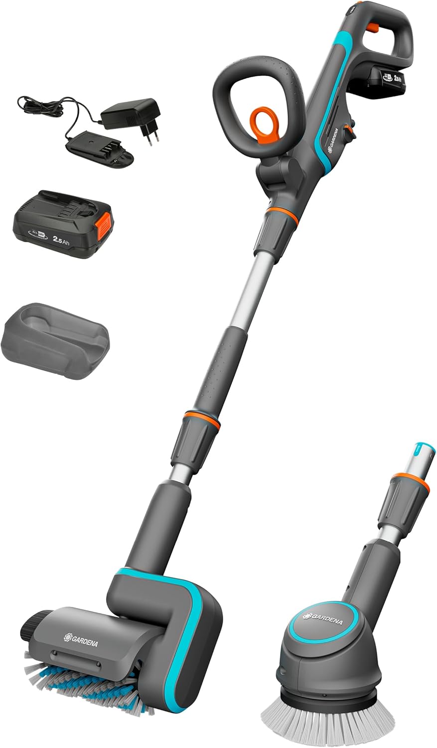 Gardena Schrubber & Bürsten, Akku-Multi-Reiniger AquaBrush Universal 04/18V P4A Ready-to-Use Set: Außenreinigung, Universelle Flächenreinigung