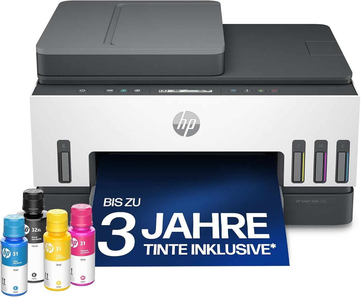 HP Nachfüllbarer Tintenstrahldrucker, Smart Tank 7305 Multifunktionsdrucker (Drucker, Scanner, Kopierer, ADF, WLAN, AirPrint, Duplex