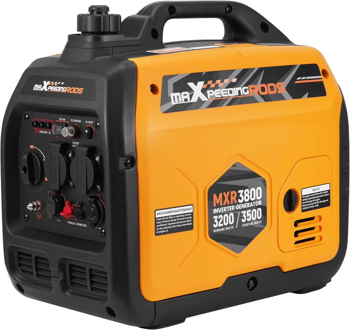 maXpeedingrods Stromgenerator, 3500W Inverter Stromerzeuger, Leicht und Mobil Benzin