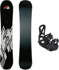 F2 Freerideboards, Set Snowboard Junior Rental Schwarz + Pipe Bindung Größen wählbar
