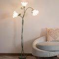 meibeileil Blumen Stehlampe, Wohnzimmer, Schwanenhals DIY Bogenlampe Standleuchte mit 3-Köpfe Rose, Modern Standing Floor Lamp für Schlafzimmer, BüRo