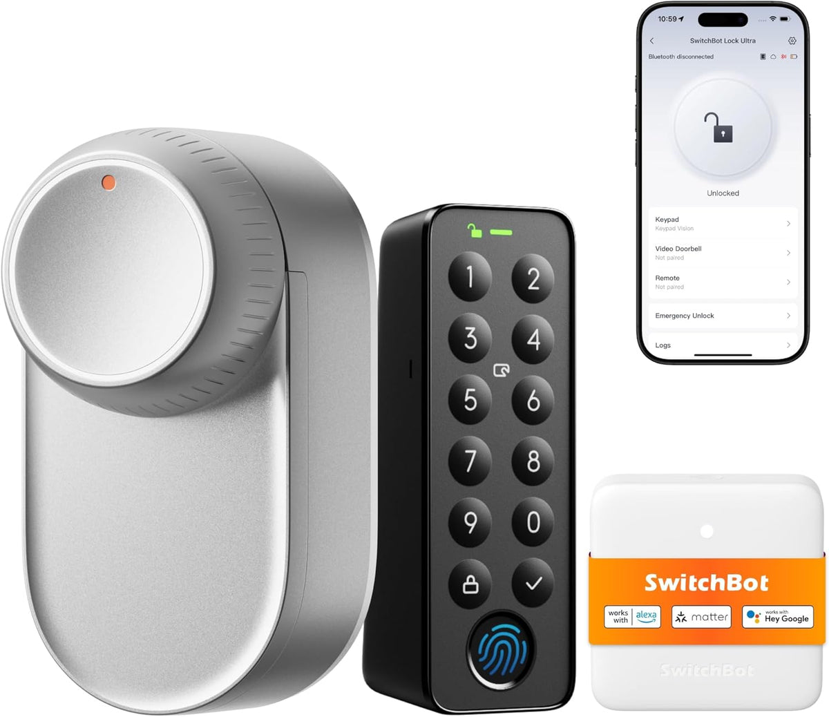 SwitchBot WLAN Smart Lock Ultra mit Touchscreen-Tastatur Türriegelschlösser, Smartes Türschloss, Elektronisches Türschloss, Türöffner per App