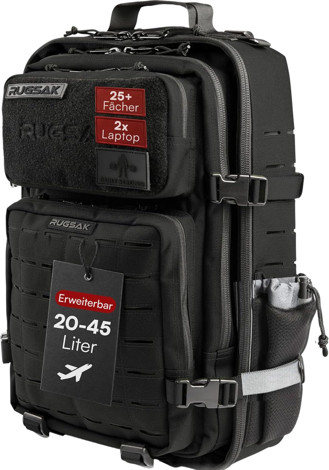RS RUGSAK Trekkingrucksäcke, ALPHA Taktischer Rucksack Wasserdicht Herren Damen Phantom Black