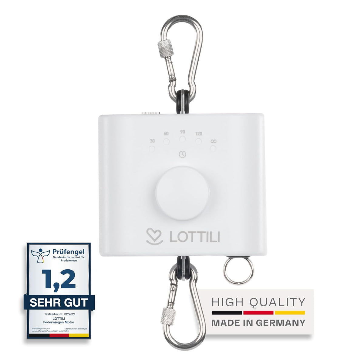 Lottili Babywippen & -schaukeln, Federwiegen Motor lautlos & selbstlernend, mit Timer & Dauermodus