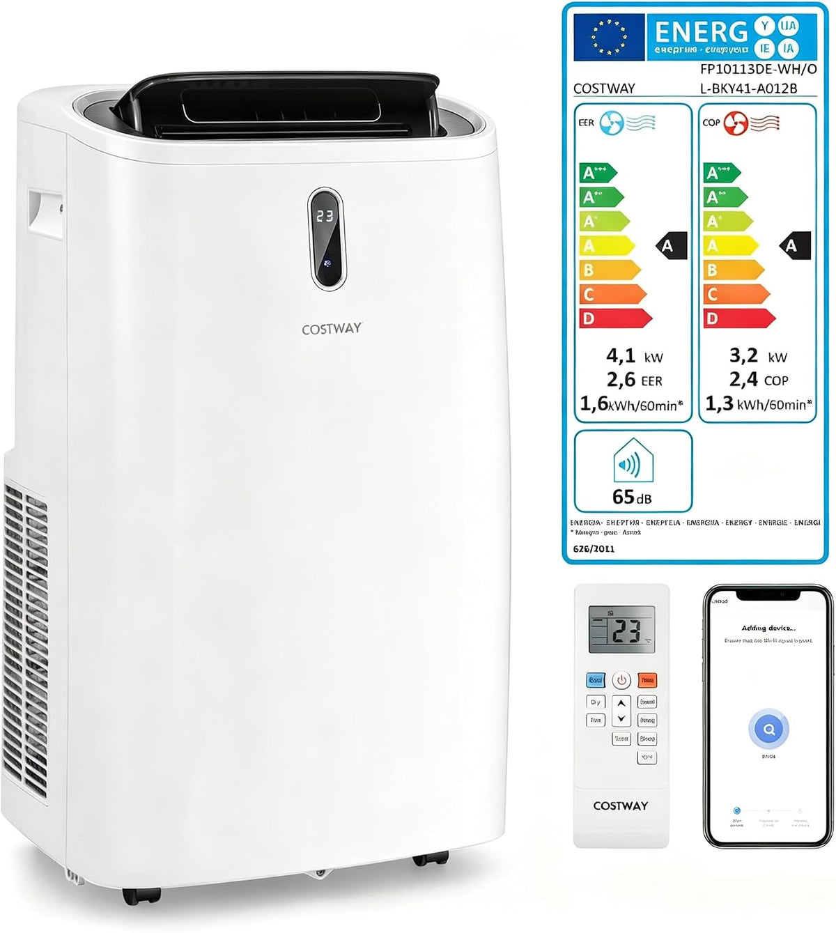 COSTWAY Mobile Klimaanlage, 14000BTU Klimagerät mit Abluftschlauch 4100W