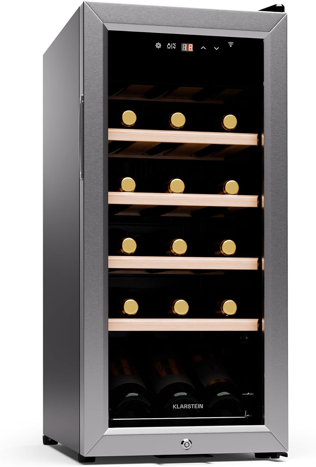 Weinkühlschrank, 1 Zone Getränkekühlschrank, 50 Liter Flaschenkühlschrank Klein, Weinschrank für Getränke, Weinkühler für 18 Flaschen, 5-18°C
