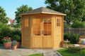 Alpholz 5-Eck Gartenhaus, Sunny-A 220 × 220cm Imprägn. Pinie 28mm Wandstärke
