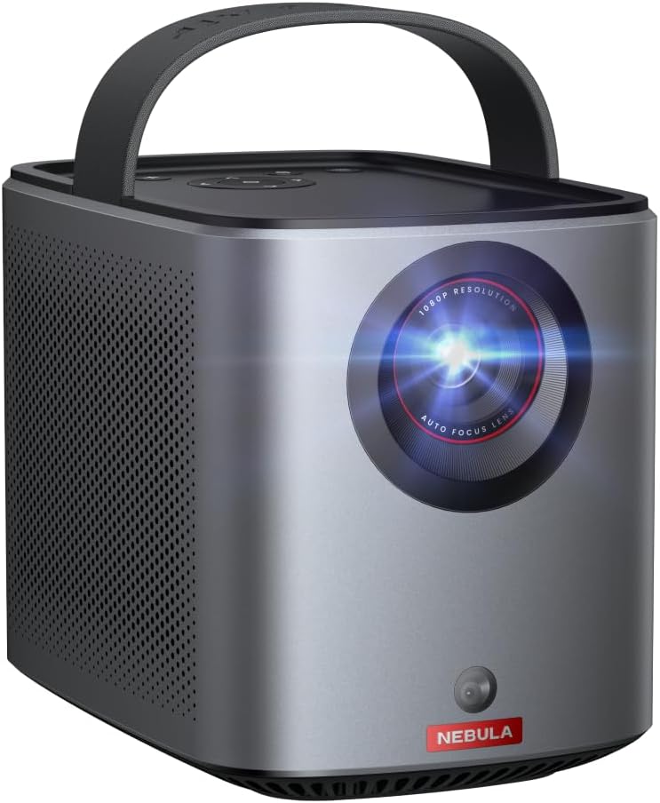 Amazon Renewed Capsule3 Nebula Mini Beamer, Smart Projektor, 1080p, WLAN, 200 ANSI-Lumen, Tragbarer Beamer, mit GTV, Netflix Vorinstalliert