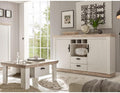 Couchtisch Landhaus Wohnmöbel Set Sideboard mit, in Pinie weiß und Oslo dunkel, Lomadox