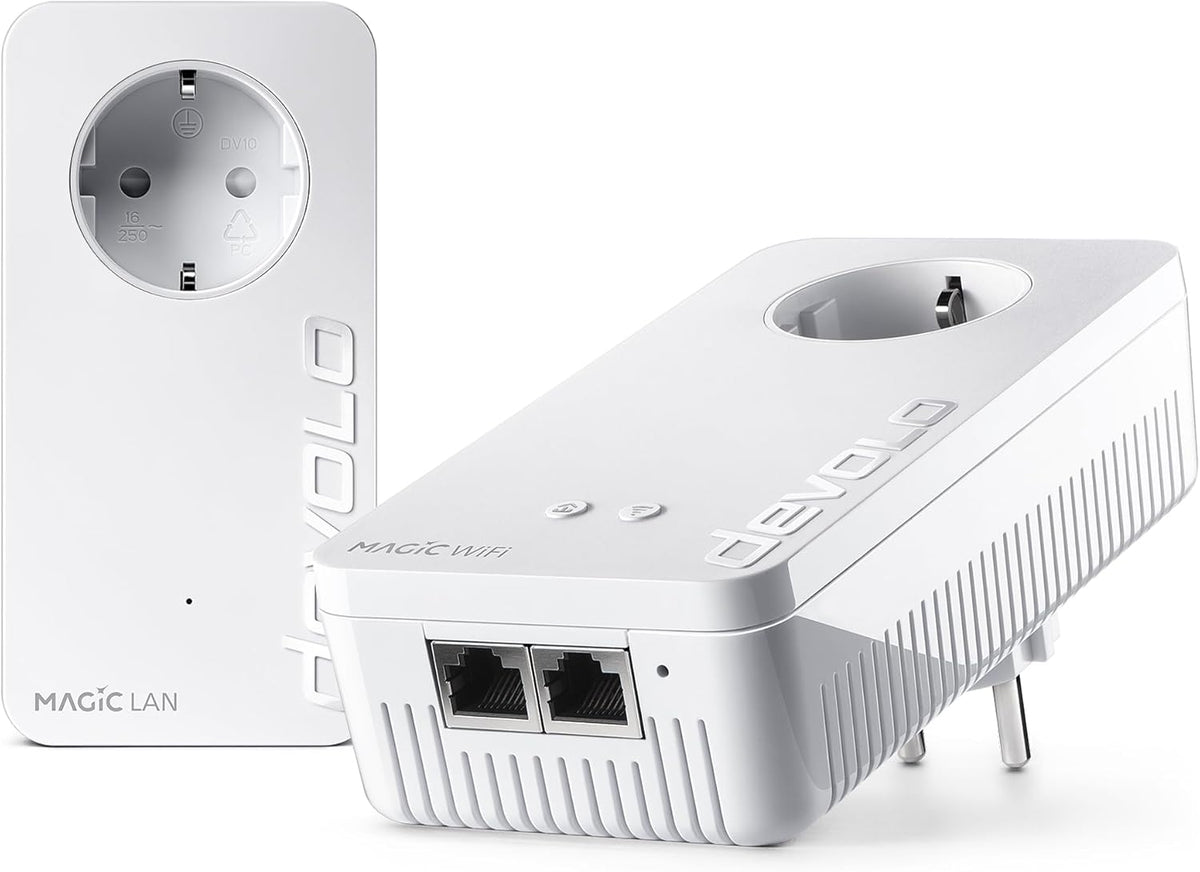 Devolo PowerLAN-Adapter, Magic 2 WiFi 6 Next Starter Kit, WLAN Powerline Adapter, bis zu 3.000 Mbit/s über Wi-Fi 6, Mesh WLAN Steckdose
