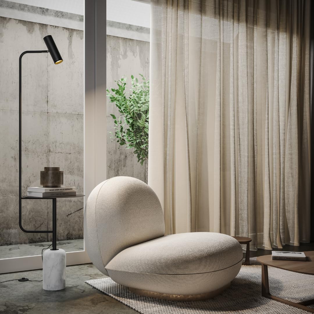 Beistelltisch ARTEMIS LED Stehleuchte mit, 2-in-1 Stehlampe mit beweglichem Leuchtelement, Fuß in Marmoroptik, warmweiß 2700K, 690 Lumen, 150 cm