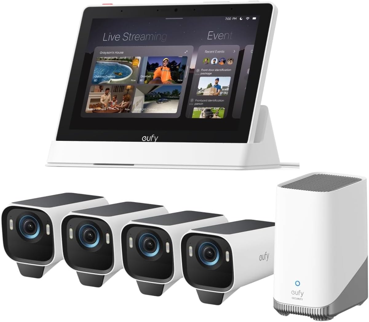 eufy Security S3 4- eufyCam Pro Kamera, Set mit smart display, MaxColor Nachtsicht, Forever Power 2.0, Erweiterbarer Lokaler Speicher