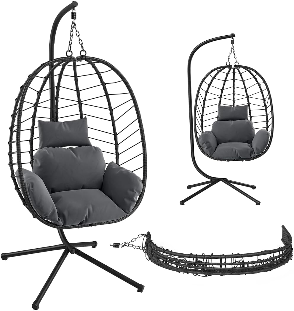 Hängesessel Alarian, mit Gestell, Schwarz, höhenverstellbar, 150 kg, STEELSØN