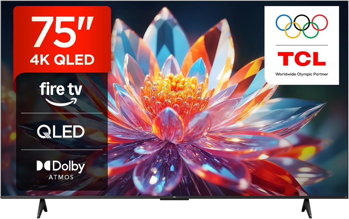 TCL 75T6C 75 QLED Zoll Fernseher, 4K UHD Fire TV, HDR10+, Dolby Vision & Atmos, Smart TV mit Sprachsteuerung mit Alexa, Google Cast & AirPlay 2