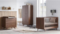 Kommode Babyzimmer Kinderzimmer komplett Set Maddy Weiß Walnuss Schrank, Bett (Walnuss), QMM TraumMoebel